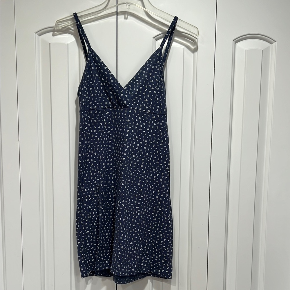 Navy Floral V-Neck Slip Dress